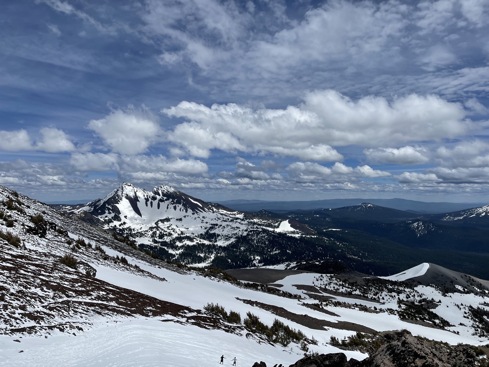 Two neighboring Cascade peaks lined up to the north