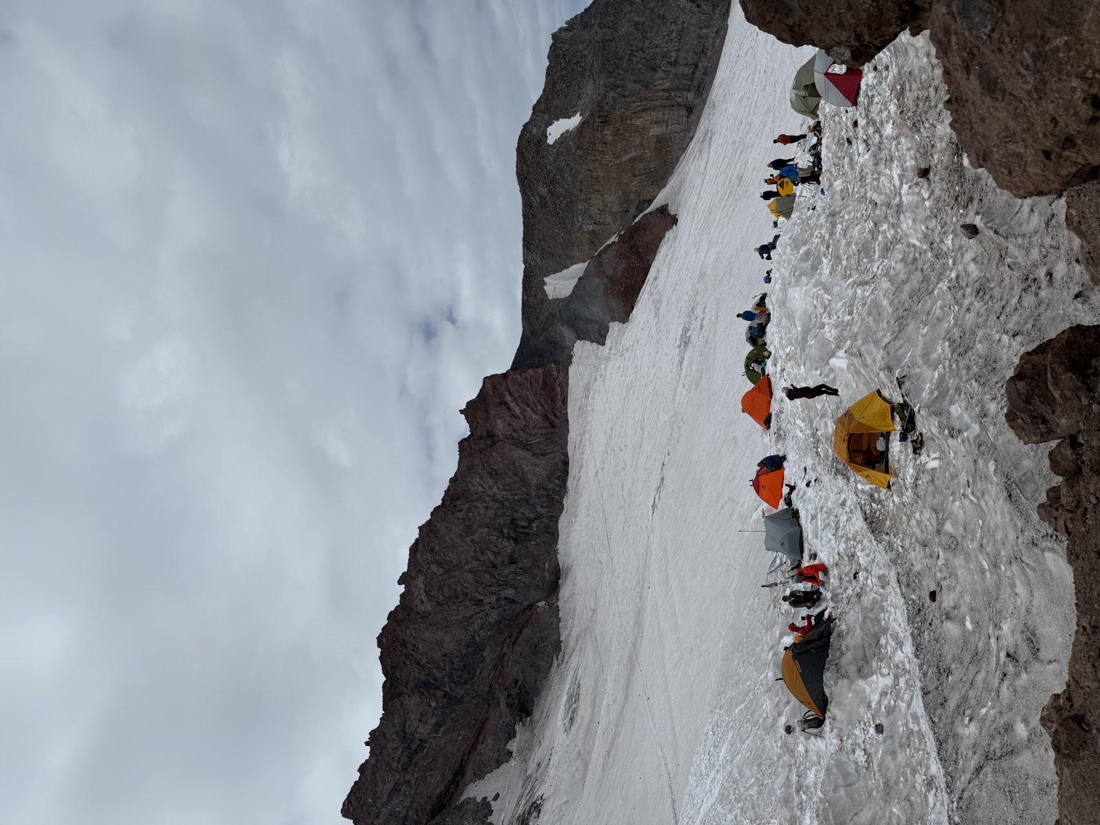 Shelters and tents where climbers stay before going higher