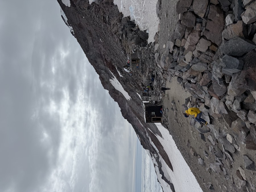 Arriving at Camp Muir after the long climb