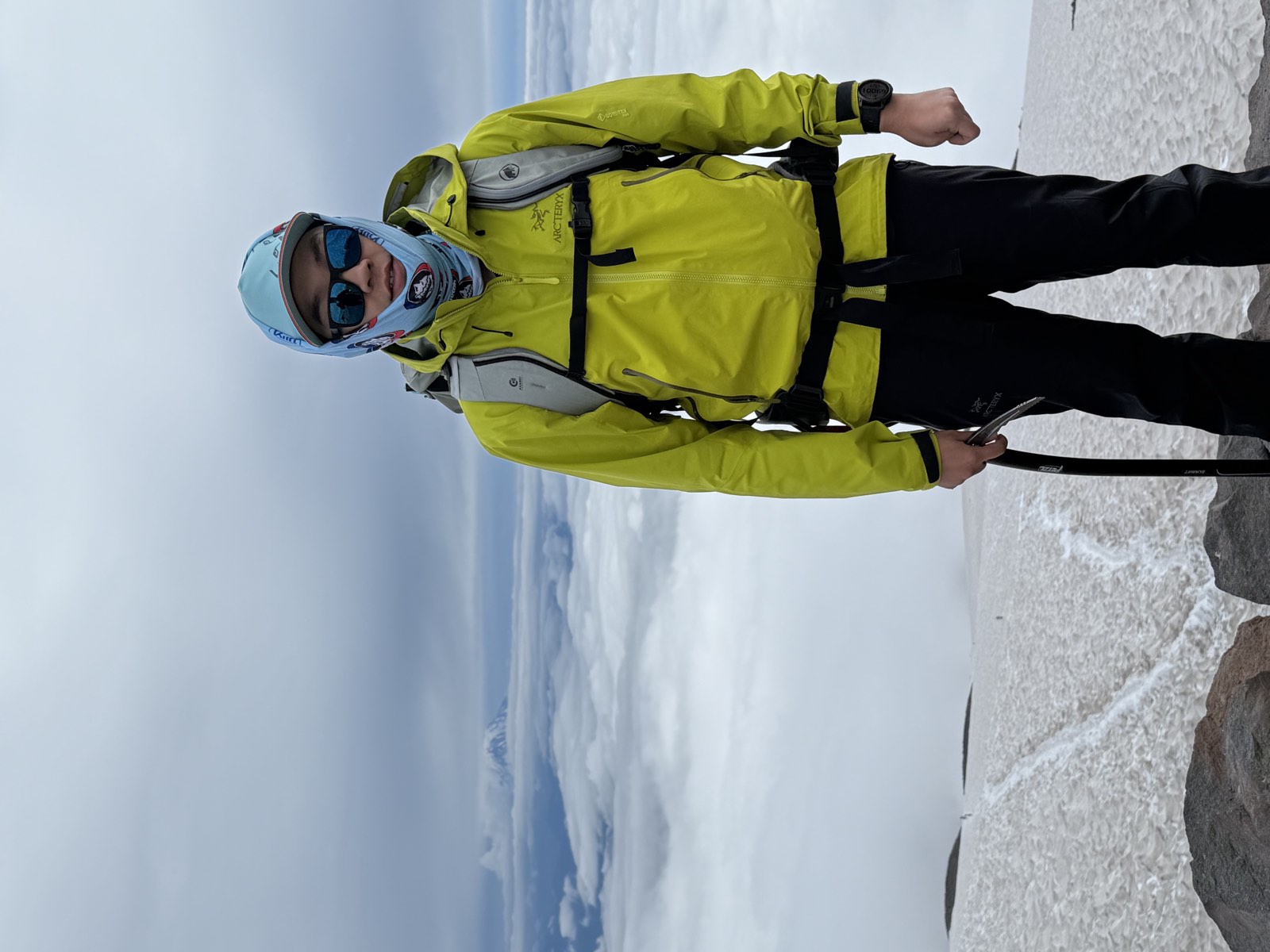 Pausing on the mountain at the end of a demanding day
