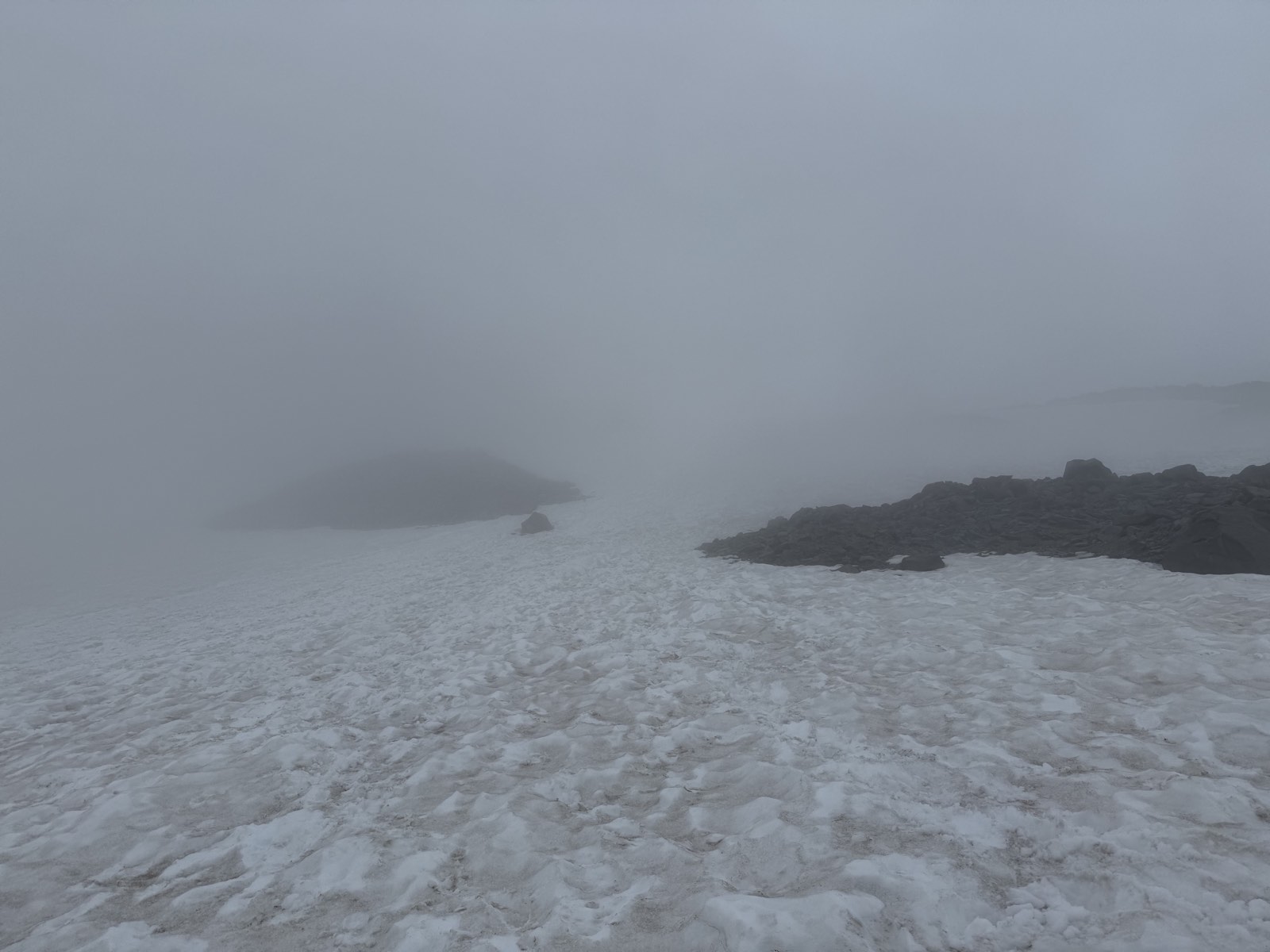 Heading downhill with visibility reduced to almost nothing