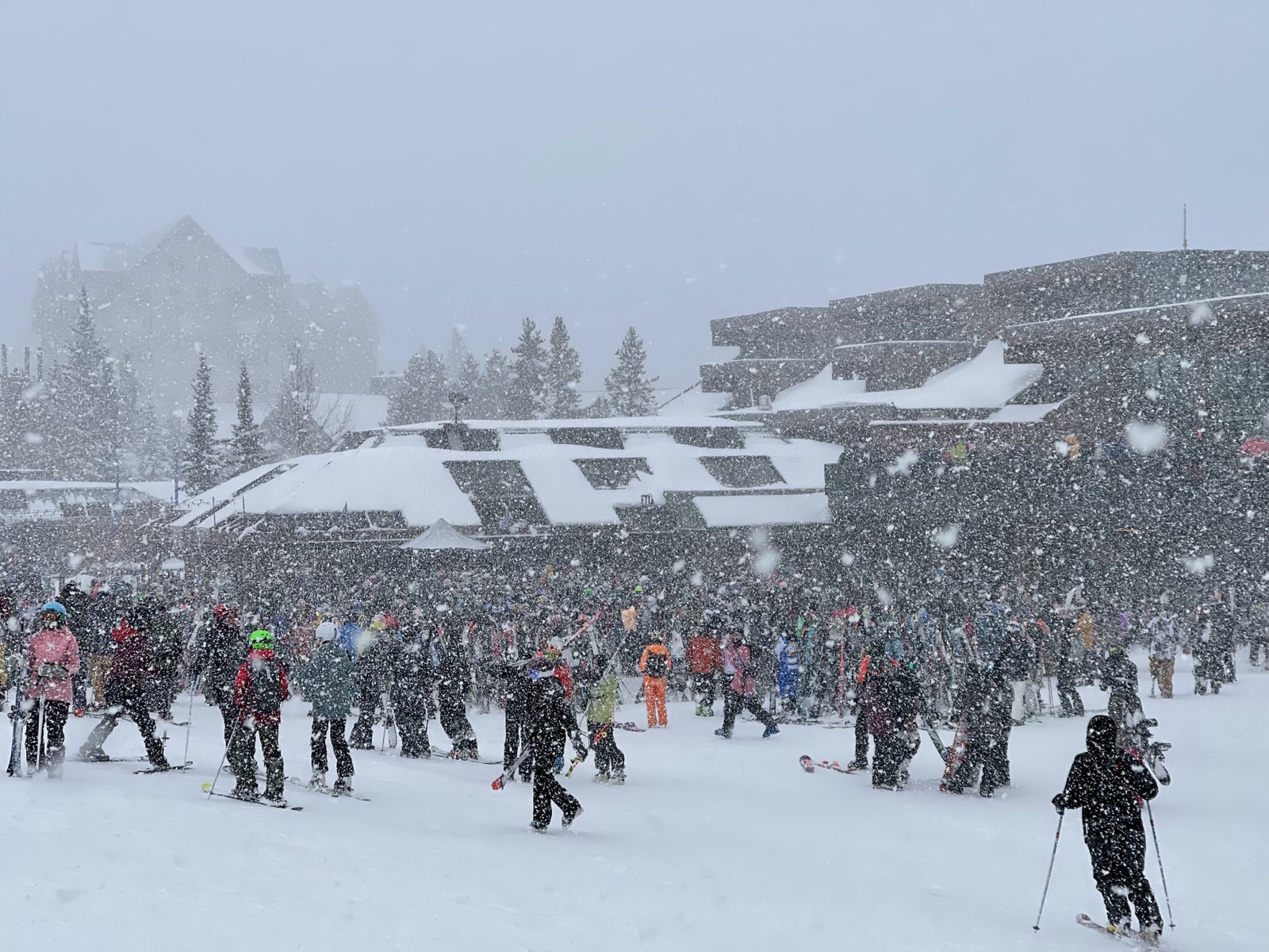 Skiers gathered at Big Sky for the last day of the season