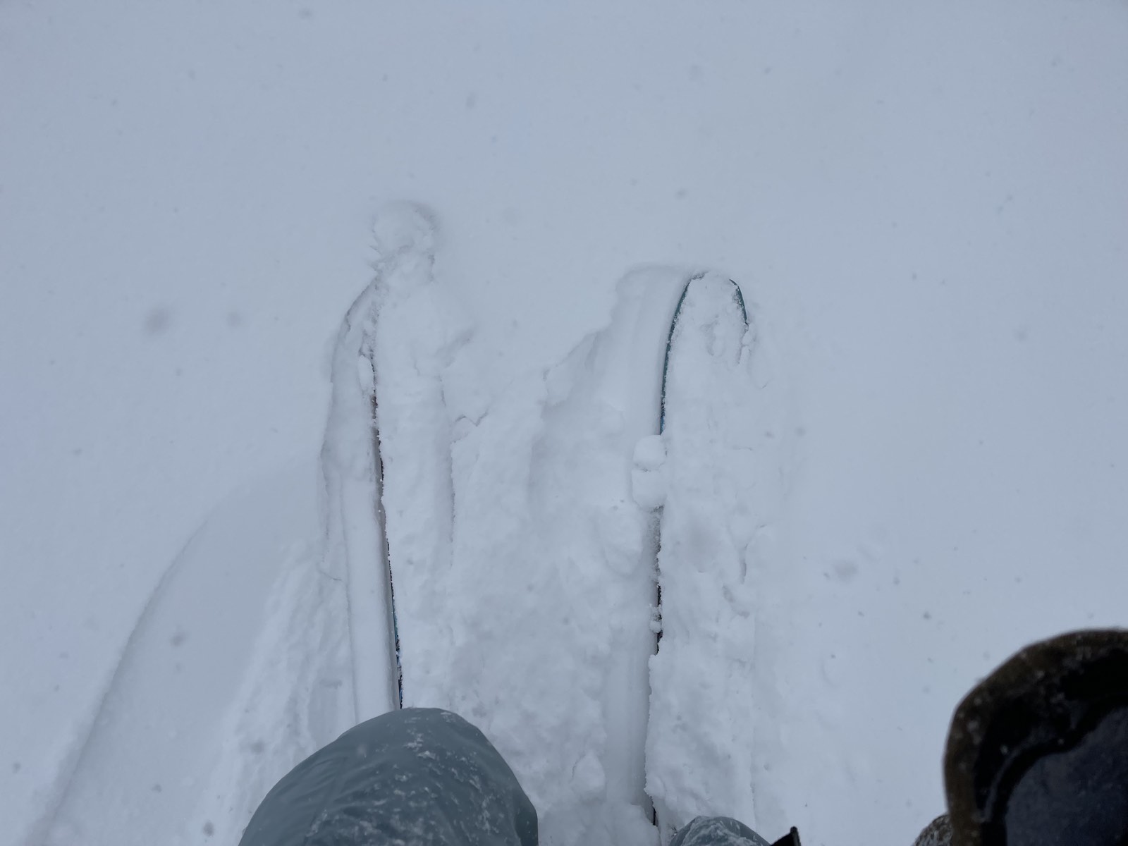 The snowy slope late in the afternoon