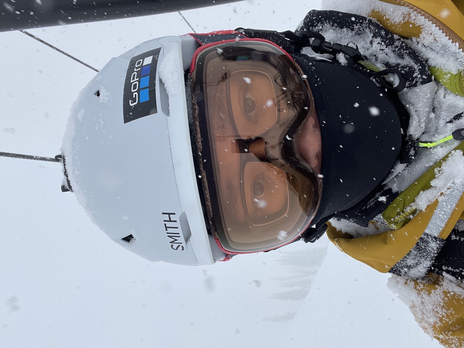 Selfie in deep fresh snow