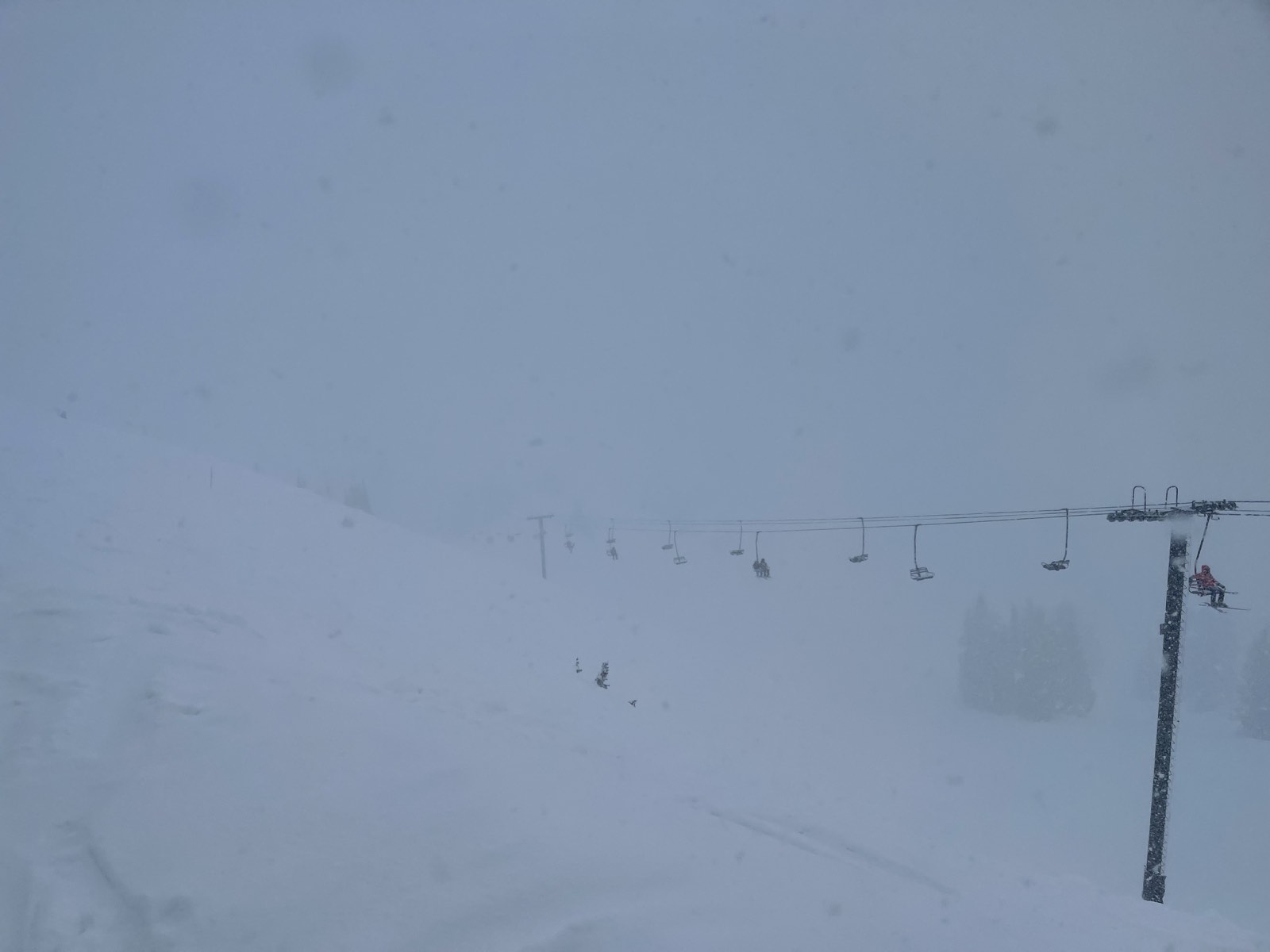 Snowfall on the mountain during the storm