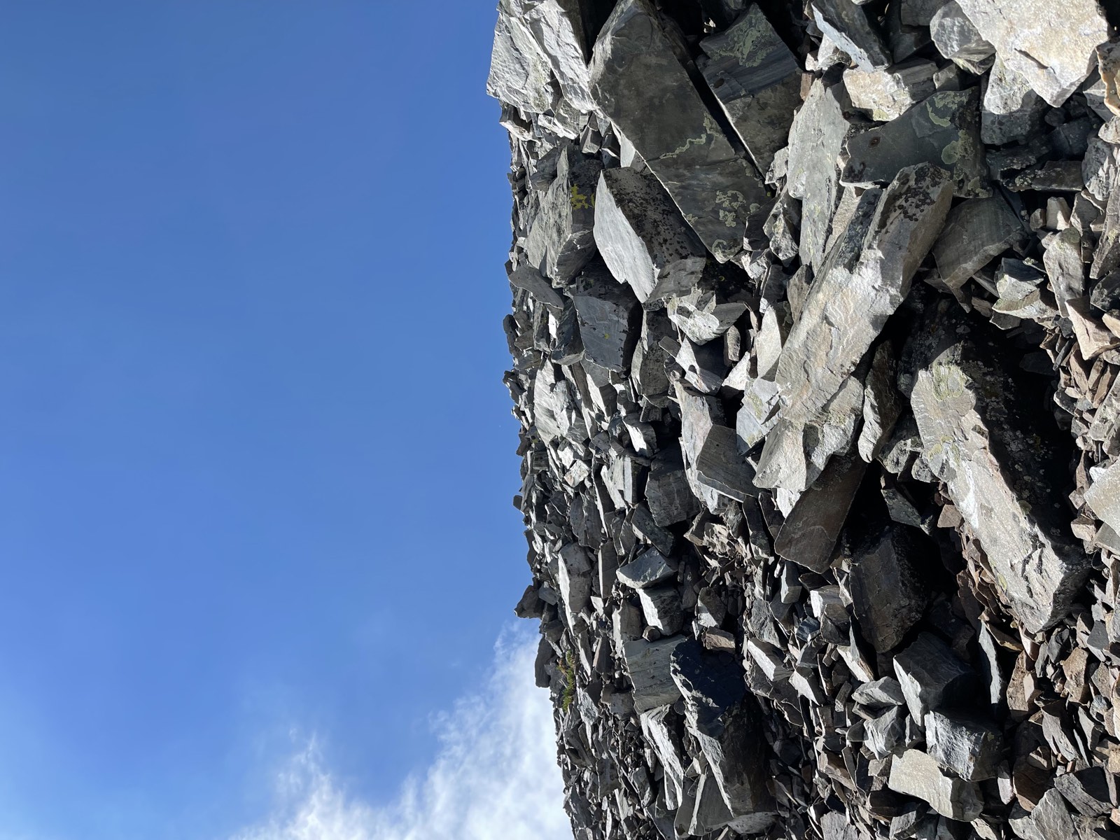 Loose boulders on the steep final section