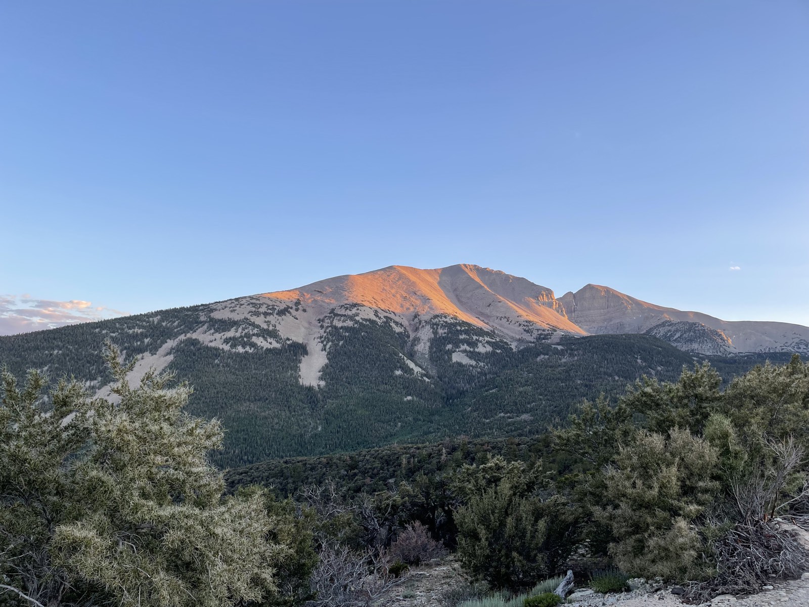 Evening light on the mountain the night before the climb